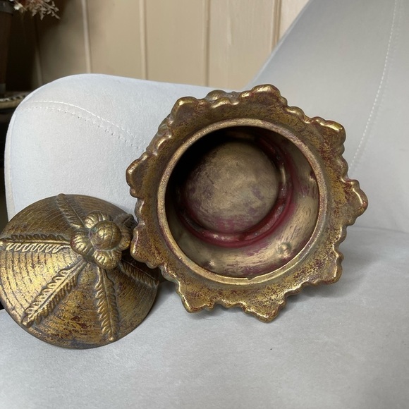 RAZ IMPORTS Brushed Gold Canister Decor Victorian With Lid Royal Pattern - Picture 4 of 4